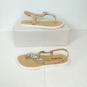 Punta Pie Jelly Thong Slingback Sandal 6/37 Tan
